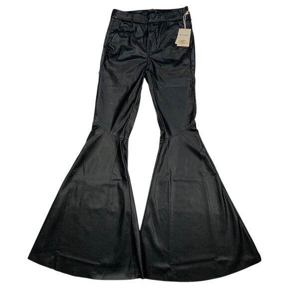 Mother Super Cha Cha Prep Heel Pant 26 Wax On Wax Off Bell Bottom Faux Leather - Picture 1 of 11